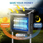 Solar Bug Zapper Outdoor, PhatroyYee Mosquito Zapper 4500V, Waterproof Portable Fly Zapper, Rechargeable Electric Mosquito Killer, Cordless Fly Insect Mosquitos Trap for Patio Yard Home Camping(Grey)