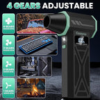 Compressed Air Duster - 150000 RPM Electric Air Duster with Brushless Motor, LCD Display, LED Light, 4 Speed Adjustable Cordless Blower - Rechargeable Air Duster for Equipment, Car, Outdoors and Home