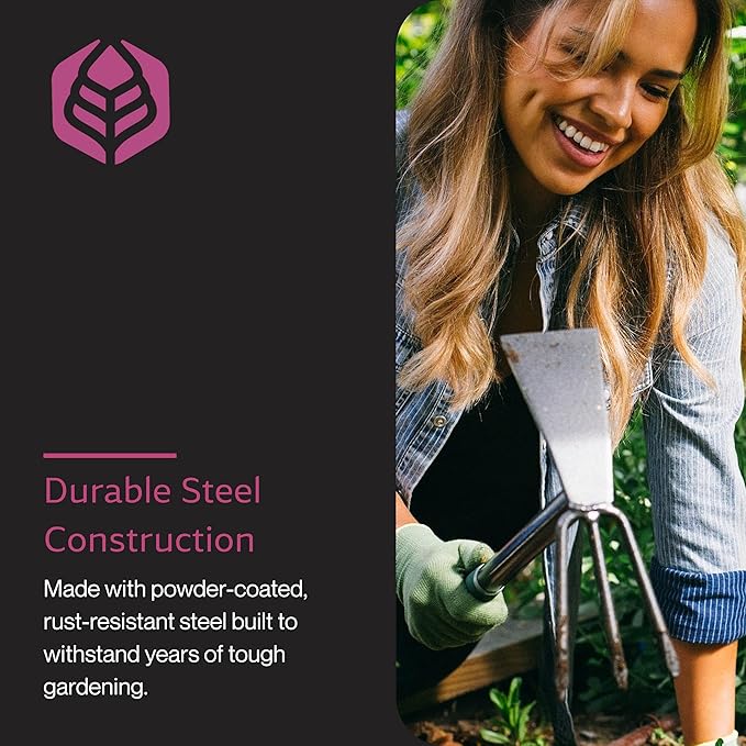 Yard Butler Terra Tiller Hand Cultivator, ITT-4T - Essential Gardening Tool for Yardwork - Power-Coated Steel Construction - Comfortable Grip - Long-Lasting - Rust-Resistant