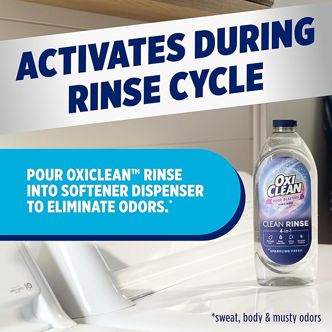 OxiClean Odor Blasters Fabric Rinse, 4-in-1 Clean Rinse Formula, Laundry Additive and Odor Eliminator for Sweat and Musty Odors, Sparkling Fresh Scent, 50 fl oz