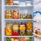 17oz - 6 Pack Square Glass Jars with Airtight Lid, Wide Mouth Mason Jars with Clamp Lids, Air Tight Glass Canisters, Best Food Storage Containers for Cereal, Pasta, Rice, Sugar, Coffee, Spice