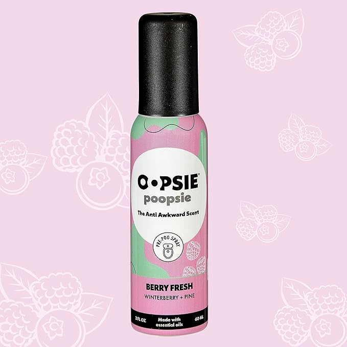 OOPSIE POOPSIE - Berry Fresh Before & After You Go Toilet Spray 2oz - Portable Odor Eliminator - 4 Pack