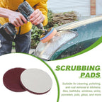 Power Scrub Pads, Scrubbing Pads 800 Grits Scouring Discs - Fitting for (Home Kitchen Cleaning - Drill Attachment - Scrubber Replacement) 6 Pcs & 5 Inch & Dark Red
