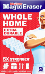 Mr. Clean Magic Eraser Sponge, All Purpose Cleaner, Cleaning Scrubber, Wall, Sneaker, Kitchen, Bathroom, Shower Cleaner, Cleaning Supplies, Melamine Sponge, Cleaning Pads, Extra Durable, 9ct