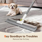 Floor Squeegee for Concrete Floors, 180° Rotating Silicone Broom, Squeegee for Floor with Long Handle and Textured Squeegee Design, Water and Pet Hair Remover for Bathroom Floors, Tile, Deck and Glass