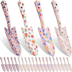 24 Pcs Floral Garden Shovels Bulk Gardening Gift for Women Heavy Duty Garden Tools Floral Hand Shovel for Mom Employees Birthday Thank You Gifts(Pink Flowers)