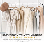 Techzoo 50 Pack New Premium Quality Velvet Hangers Ultra Thin Non Slip Adult Felt Space Saving Hangers for Closet Heavy Duty Coat Pants Dress Hangers 360° Swivel Hook Hold Upto 10 lbs Warm Taupe