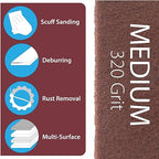 6" x 9" Non-Woven Surface Prep Between Coats Finishing Pads for Wood, Metal, Rust Removal, Deburring, Clean Metal, Medium Red Scuff Pads for Paint Prep - 320 Grit - 10 Pack (Maroon)