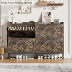 Nicetree Shoe Cabinet with 2 Flip Drawers, Freestanding Shoe Storage Cabinet with Metal Legs, Farmhouse Shoe Organizer for Entryway, Foyer, Hallway