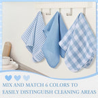 Patelai 12 Pcs Kitchen Dish Cloths for Washing Dishes Absorbent Dish Rags Cleaning Reusable Towels for Scrubbing Wipe Glass Summer Home Household Supplies(Blue,13.8'' X 13.8'')