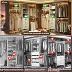 iSunirm 8FT Closet System, 96'' Closet Organizer System with 3 Hanging Rods, Wall Mount Bedroom Wardrobe with 3 Drawers Walk-in Closet, Adjustable Garment Rack from 5 to 8FT(Cut to Fit), White Oak