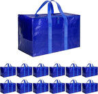 Simple Deluxe 12 Pack Moving Bags, Heavy Duty Storage Totes with Lids, Sturdy Handles& Zipper, Moving Boxes Alternative, Extra Large, for Clothes Packing, Moving Supplies, Blue