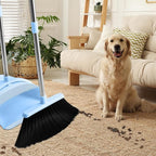 Broom and Dustpan Set House Brooms for Sweeping Indoor Collapsible Broom and Dust Pan Combo for Home Office Kitchen Lobby Floor Pet Hair (Small-Blue)