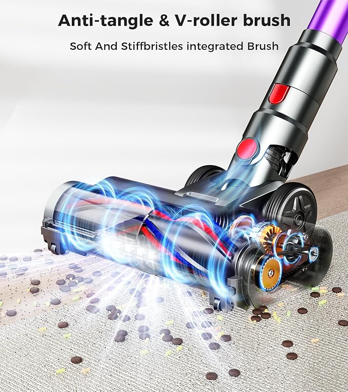 Cordless Vacuum Cleaner, Upgraded 550W 45Kpa 60Mins Vacuum Cleaners for Home, Anti-Tangle Stick Vacuum with Self-Standing, LED Display, 8-in-1 Wireless Vacuum for Carpet Pet Hair Hardfloor