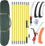 Manual Pole Saw, 7-30FT Pole Saws for Tree Trimming, SK5 and 65 Mn Steel Saw Blades Scissor Pruner Set, Tree Trimmers Long Handle Pruner for Backyard, Garden, Bush Cutting and Pruning of Palm Trees