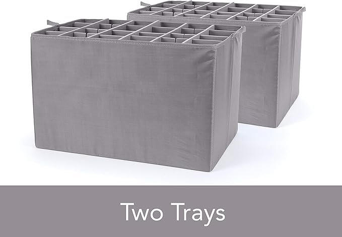 Covermates Keepsakes - Adjustable Zip-Top Storage Box - Configurable FlexGrid Compartments - Heavy Duty Polyester- Reinforced Handles - Stackable Design - Indoor Storage, Grey Heather