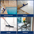 DSV Standard Floor Squeegee for Concrete Floor, 17.5" Large Floor Squeegee Broom for Floor, Heavy Duty Floor Squeegee for Tile Floor with 62" Handle for Garage, Deck, Bathroom, Window, Glass