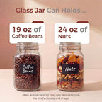 HomArtist Square Glass Jars with Airtight Lid Set of 3, 50 floz Wide Mouth Mason Jars with Clamp Lids,Glass Sealed Jars with Air Tight Lids, Best for Kitchen & Pantry Food Storage