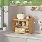 JANSNIMEN Large Bread Box for Kitchen Countertop Wooden Double Layer Breadbox Organizer with Window Vintage Farmhouse Bread Storage Container for Homemade Bread (Natural Bamboo)