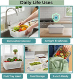 5 Pack Large Fruit Storage Containers for Fridge with Removable Colander-Plastic Food Storage Containers with Lids Airtight-Leak Proof Refrigerator Organizers and Storage of Vegetable -Produce Storage