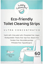 Lazy Coconuts Toilet Bowl Cleaner Strips - 60 Cleans, Plastic-free, Dye-free, With Lemon Essential Oil