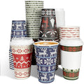 Christmas Disposable Cups 16 oz Paper Cups, 48 Sets Paper Coffee Cups with lids for Coffee/Tea/Water/Juice, Ugly Sweater Paper Cups for Hot & Cold Beverages, Party & Holiday Supply 144pcs