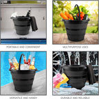 SIMPLEMADE Collapsible Bucket Cleaning Set - Includes 2 Foldable Buckets, Spray Bottle, Rag, Scrubbing Brush and Sponge - Holds Up to 10 liters, Easy Storage, All-Purpose Cleaning Solution