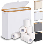 efluky Toilet Paper Basket 28L, Toilet Paper Holder with Lid for Bathroom, Free Standing Storage Organizer Holds Up to 9-12 Rolls (White, 1)