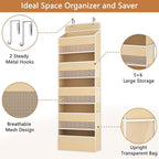 1 Pack 5-Tier Over the Door Organizer, Heavy-Duty Large Deep Pocket Hanging With 5 Large Front & 6 Side Pockets With for Pantry, Kitchen, Bathroom, Dorm, Beige