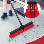 2PK 24" Push Broom Outdoor with 63" Long Handle and Stiff Bristles, Heavy Duty Outdoor Broom Brush for Workshop, Garage, Concrete, Patio and Deck Floor Sweeping