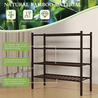 ROMGUAR CRAFT 4 Tier Bamboo Shoe Rack for Closet Free Standing Wood Shoe Shelf for Entryway Small Space Stackable 27"x11"x26" (Brown)
