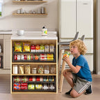 2-Tier Stackable Can Rack Organizer for Pantry Shelf, Long-Size Adjustable Can Holder for Kitchen Organization,Heavy Duty Can Dispenser for Canned Food Soup Goods up to 50 in Cabinet storage, Black