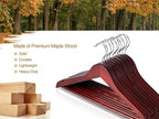 StorageWorks Wooden Hangers 30 Pack, Wood Coat Hangers for Closet, Heavy Duty Clothes Hangers for Suits, Shirts, Pants, Jackets, Dark Cherry Color