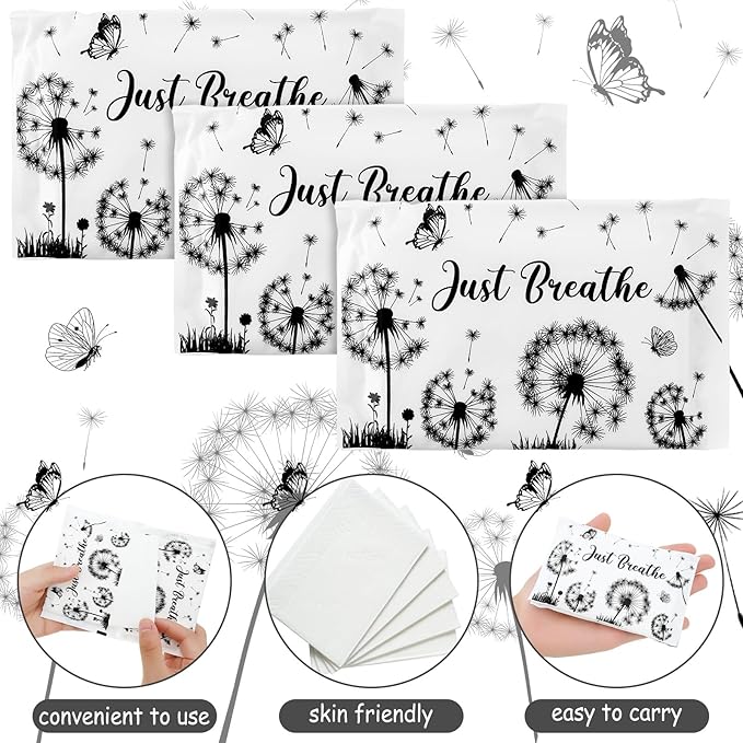 Geyee 50 Packs Facial Tissue Travel Packs Disposable Pocket Tissues for Wedding Guest Travel School Purse Home Supplies, 500 Sheets 3 Ply(Dandelion)