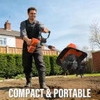 MAXLANDER 20V Cordless Tiller Cultivator, 9-Inch Electric Garden Tiller with 48 Steel Tines, 360RPM Battery Powered Rototiller for Gardening,2 x 3.0Ah Battery and Charger Included