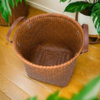 GIB Wicker Storage Baskets for Shelves, 11"x12" Round Woven Storage Cube Bins Organizer, Faux Rattan Wicker Blanket Basket for Organizing Clothes Toys Laundry Closet, 4 Pack, Brown