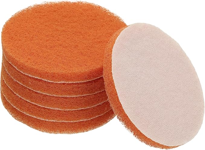 Power Scrub Pads, Scrubbing Pads 2000 Grits Scouring Discs - Fitting for (Home Kitchen Cleaning - Drill Attachment - Scrubber Replacement) 6 Pcs & 5 Inch & Orange