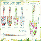 24 Pcs Floral Garden Shovels Bulk Gardening Gift for Women Heavy Duty Garden Tools Floral Hand Shovel for Mom Employees Birthday Thank You Gifts (Green Flowers)