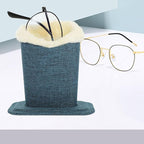 TIDTALEO Eyeglasses Holder Plush Sunglasses Stand Linen Fabric Dark Blue Eyewear Organizer Desktop Storage for Home Office