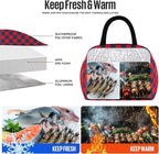 douyadady Lunch Bag Women/Men Lunch Box Women/Men (Dark blue+Red Checkerboard)