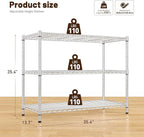 3- Shelf Metal Shelving Unit 35.6Wx14Dx36H,Adjustable Storage Shelves Heavy Duty Garage Steel Shelving for Office,Wire Rack Small Shelf for Kitchen Shelves Laundry Bathroom Pantry Closet,Chrome,2pc