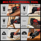 Cordless Oscillating Multitool Compatible with Milwaukee 18V Battery, Tool Only, 6 Speeds 8,500-21,000 RPM, Bulit-in LED Light, 22 Accessories, Oscillating Power Tool for Scraping Cutting Sanding