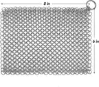 TOPULORS Cast Iron Scrubber 316 Stainless Steel Skillet Cleaner 8"x6" Chainmail Scrubber Scraper Chain Mail Link Scrub for Cast Iron Pre-Seasoned Pans, Griddles, BBQ Grills, and Pot Cookware Cleaning