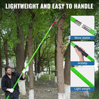 30 Ft Manual Pole Saw, Extendable Tree Pruner Blade and Scissors Set with 9 Fiberglass Handles, Long Branch Pruner Retractable for Backyard and Garden, Bush Cutting and Pruning of Palm Trees