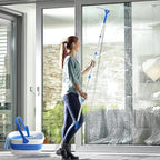 Window Cleaning Kit with Collapsible Bucket 3 Gallon, 14" Window Squeegee and 15" Scrubber with 61" Long Handle, Professional Window Washing Kit Cleaner Tool for Home Outdoor Office Commercial Use