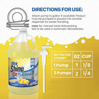 Ultra Shine™ 4 Pack 2X Platinum™ Dish Cleaning Liquid, Lemon Scent, 1 Gallon, Yellow - Powerful Grease Remover Dishwashing Soap