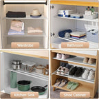 VanlonPro Expandable Closet Shelf Wall-Mounted Metal Storage Rack Adjustable Closet Rod DIY Divider Separator Space Saving for Cabinet Wardrobe Cupboard Kitchen Pantry Cupboard, 17.2-27.7 Inches