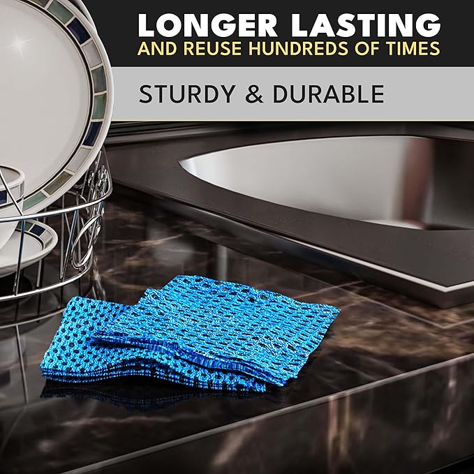 Non-Scratch Dish Scrubbers for Cleaning Dishes & Kitchen - Replace Kitchen Sponges with Non-Abrasive Scrubbing Pads - Scouring Pad for Household (Pack of 12)