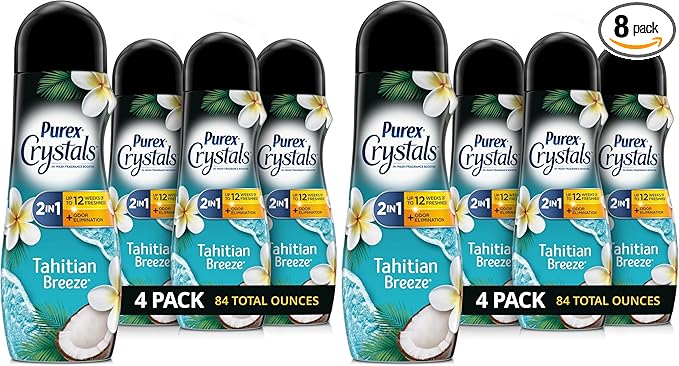 Purex Crystals in-wash Fragrance and Scent Booster,Tahitian Breeze,21 Ounce,(Pack of 8)