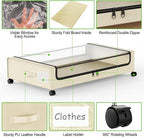Molutsody Under Bed Storage with Wheels, 2-Pack Underbed Storage Containers with Clear Lids, Under Bed Shoe Storage Organizer, Rolling Under Bed Storage for Clothes Shoes Blankets (Beige)